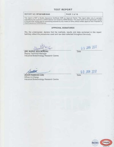 Energy Soap Malaysia Sirim Report 五方能量皂 马来西亚 SIRIM 测试报告 | Five Directions