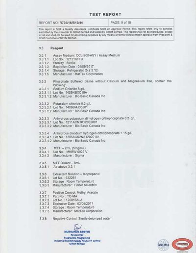 Energy Soap Malaysia Sirim Report 五方能量皂 马来西亚 SIRIM 测试报告 | Five Directions
